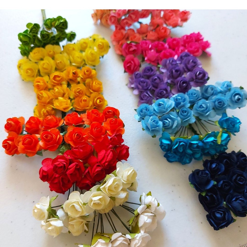 Small Flower Bundles 12pcs in a set 1 centimeter paper flower. Shopee Philippines