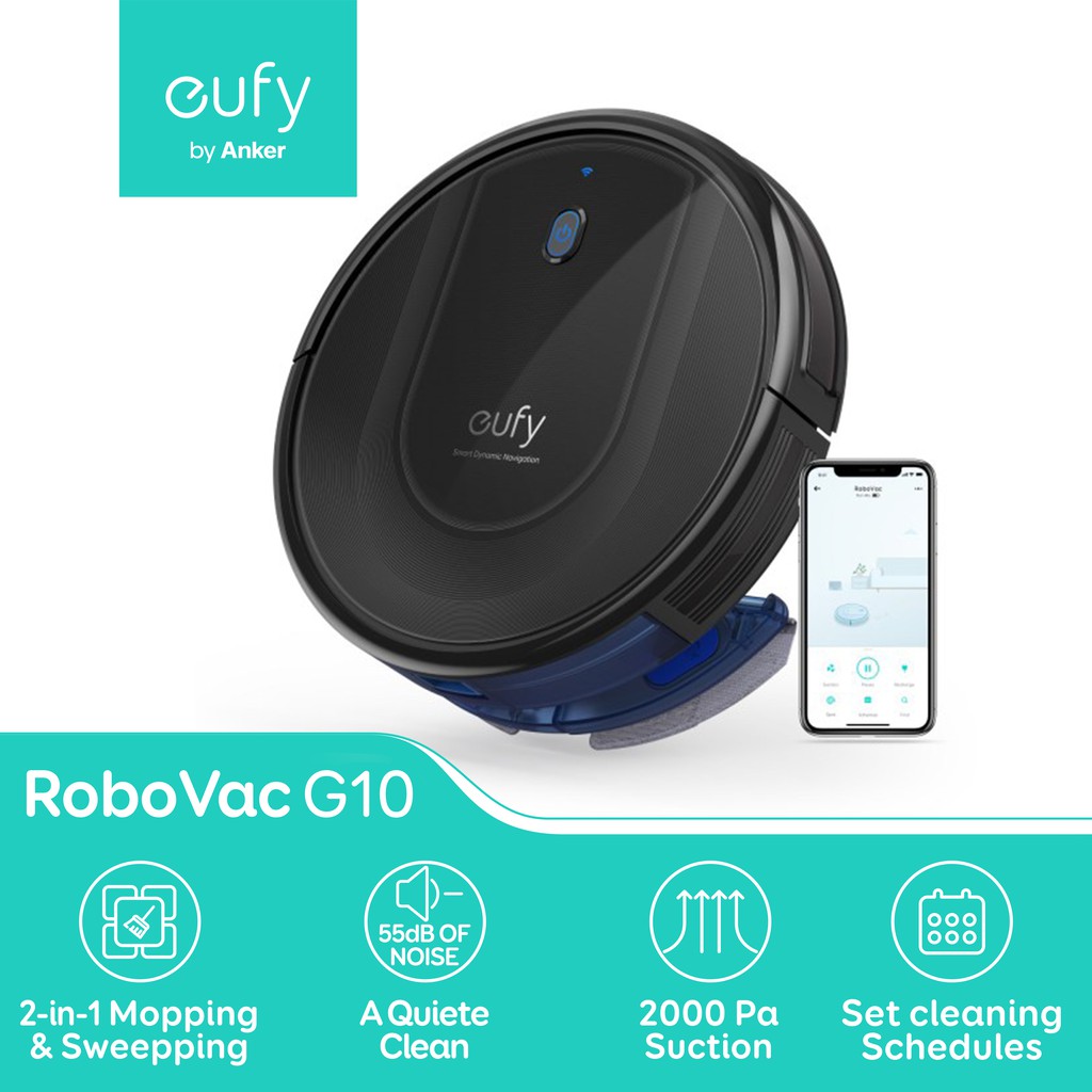 Eufy RoboVac Hybrid G10 Robotic Vacuum Cleaner, 2in1 Sweep and mop, WiFi, 2000Pa Strong