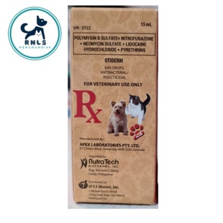 OTIDERM EARDROPS 15ml  Antibacterial/Insecticidal For Dogs and Cats