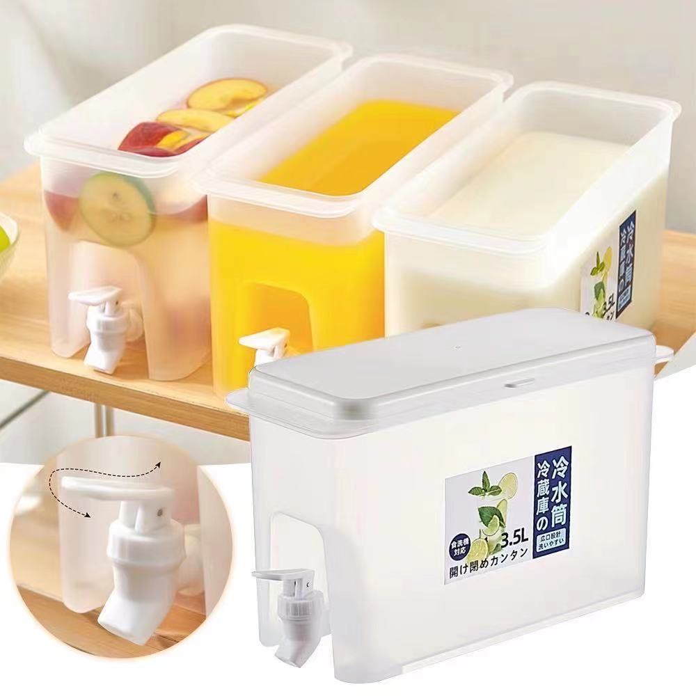 3.5L Refrigerator Drink Dispenser with Tap Faucet Cold Hot Water Bucket ...