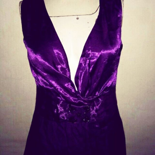 purple silk dress