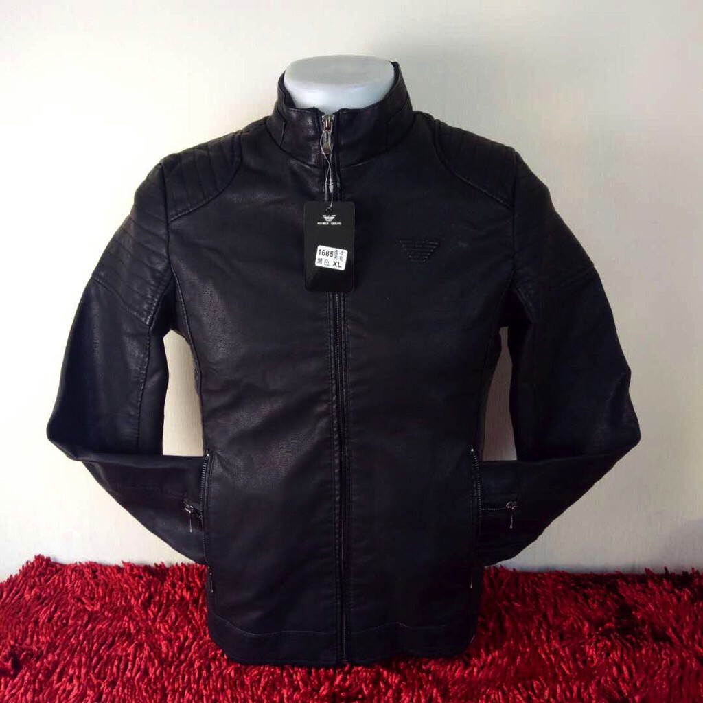 armani leather jacket men