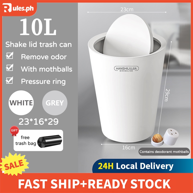 10L Trash Can With Cover Big Trash Bin Bedroom Toilet Garbage Bin Trash