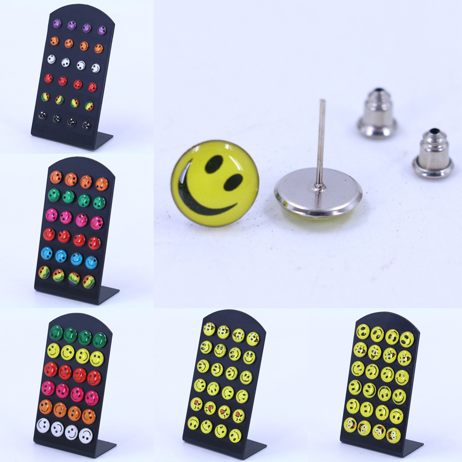 Cartoon Smiley Face Earrings Emoji Ear Stud Body Piercing Jewelry Shopee Philippines