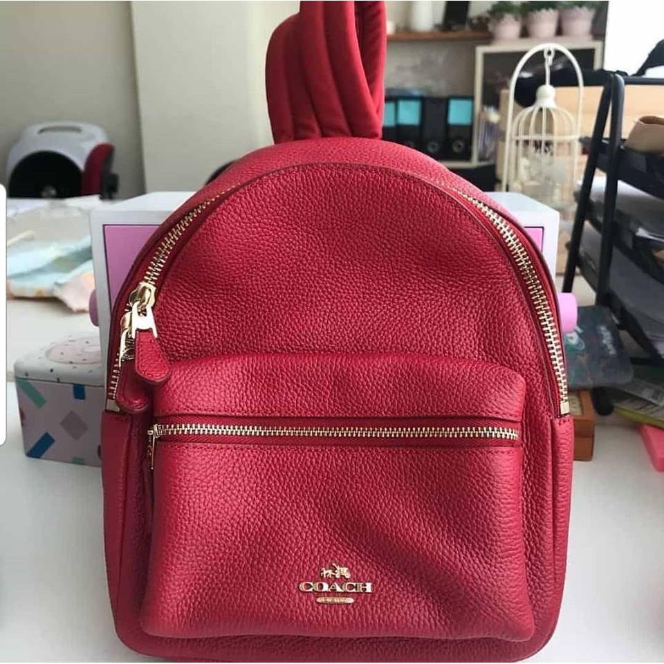 coach red mini backpack