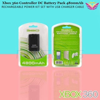 For Xbox 360 Controller DC Battery Pack 4800mAh Rechargeable Power Kit Set with USB Charger Cable