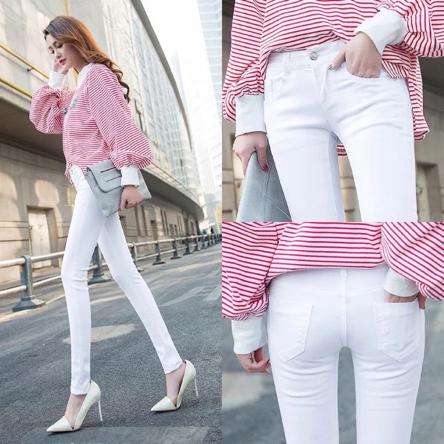 white skinny pants women