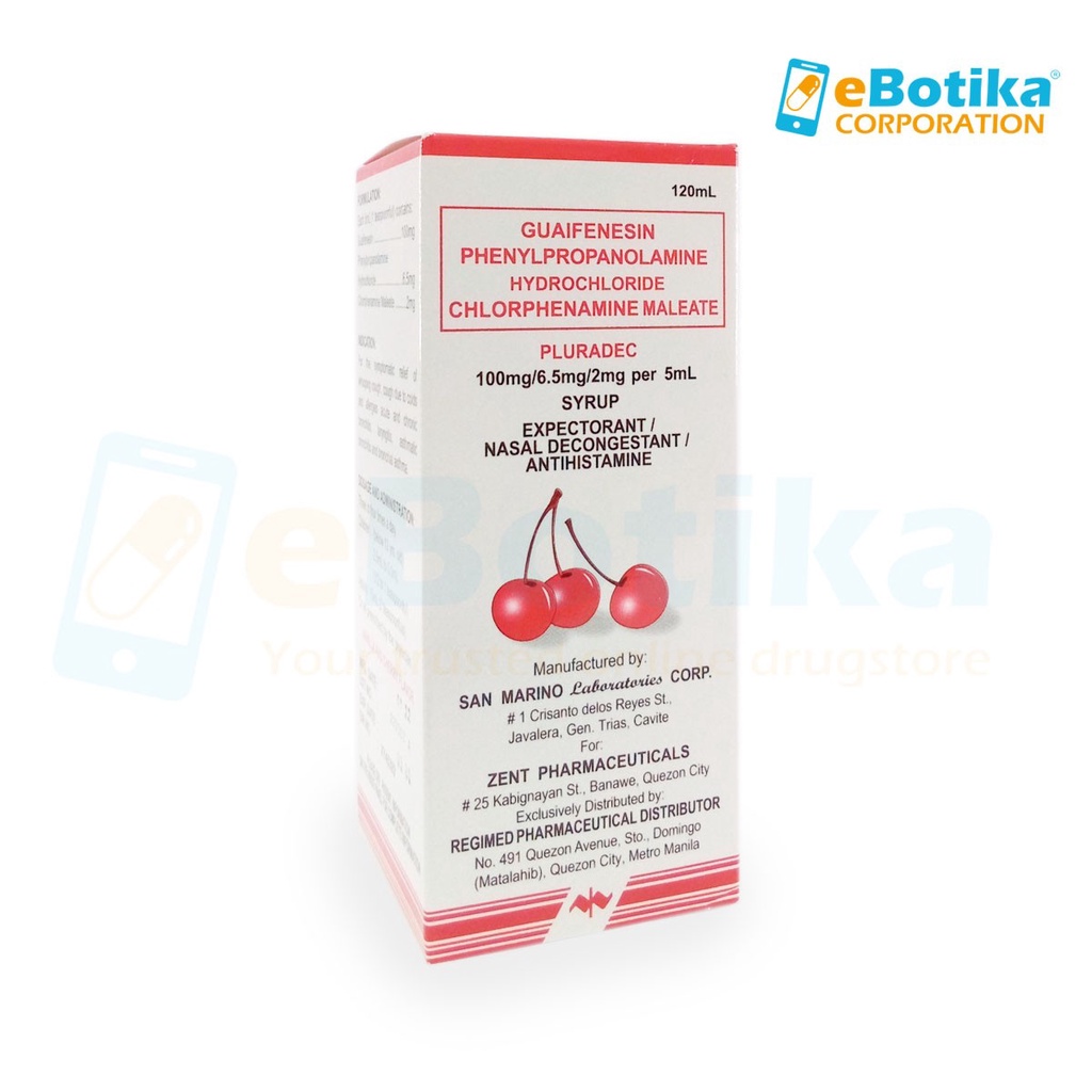 Pluradec Syrup Expectorant /Nasal Decongestant / Antihistamine 120ml