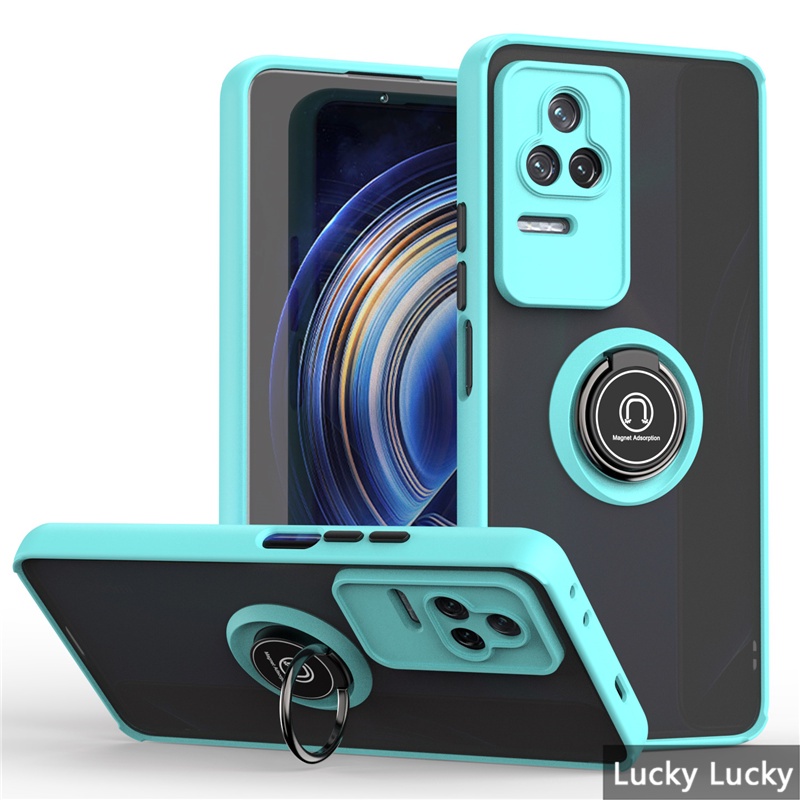 Luxury POCO F4 Case POCO F3 X3 X4 PRO Hard Acrylic Ring Stand Casing