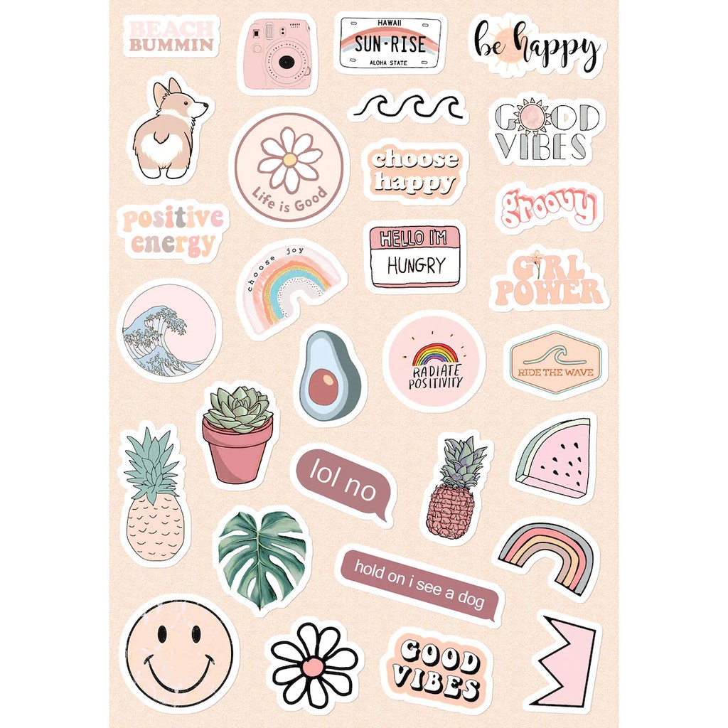 B1 Aesthetic Sticker Scrapbook Planner Glossy Water Resistant Stickers