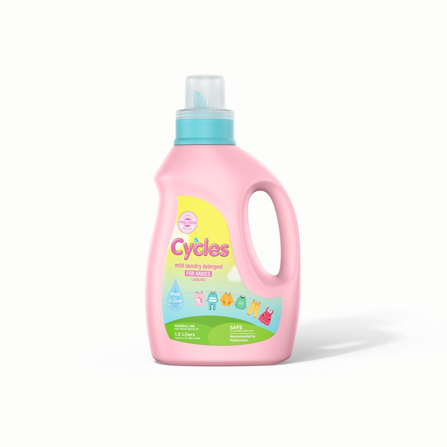Cycles Premium Baby Laundry Liquid Detergent Hypoallergenic, 38 light loads 1.5L Bottle