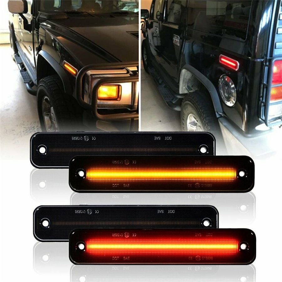Front Amber Rear Red LED Car Fender Side Marker Signal Light For Hummer