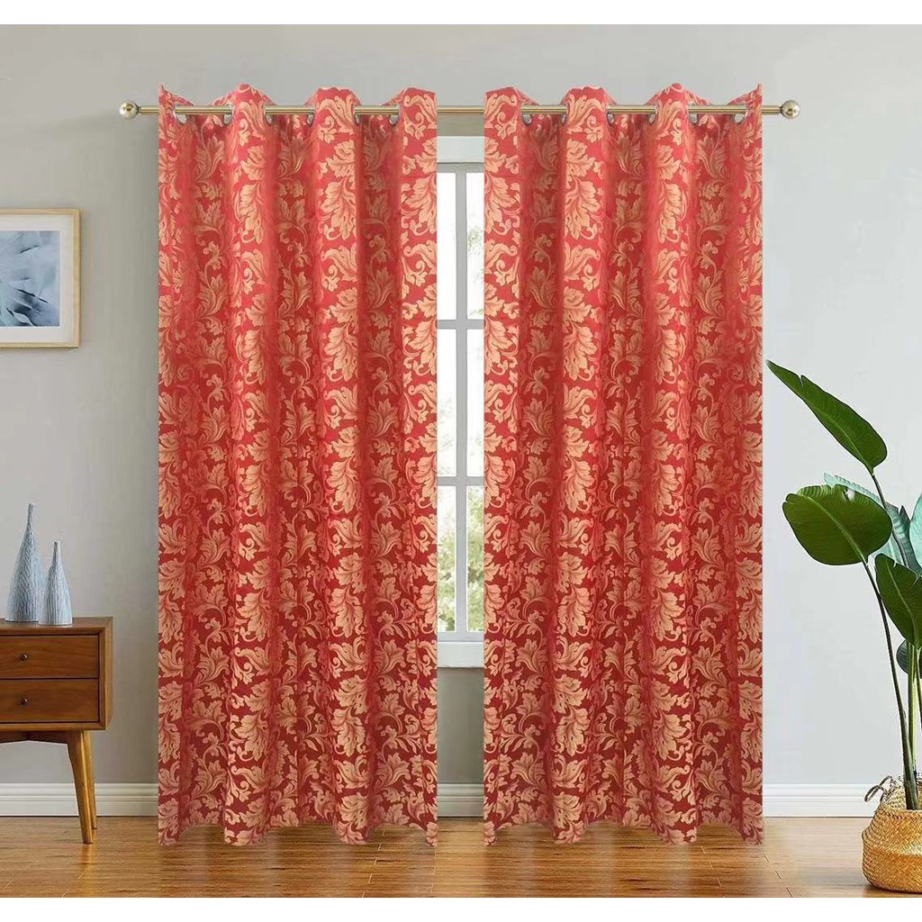 SALE ! 1set (2pcs)Flower Pattern Polyester Jacquard Brocade Curtain For