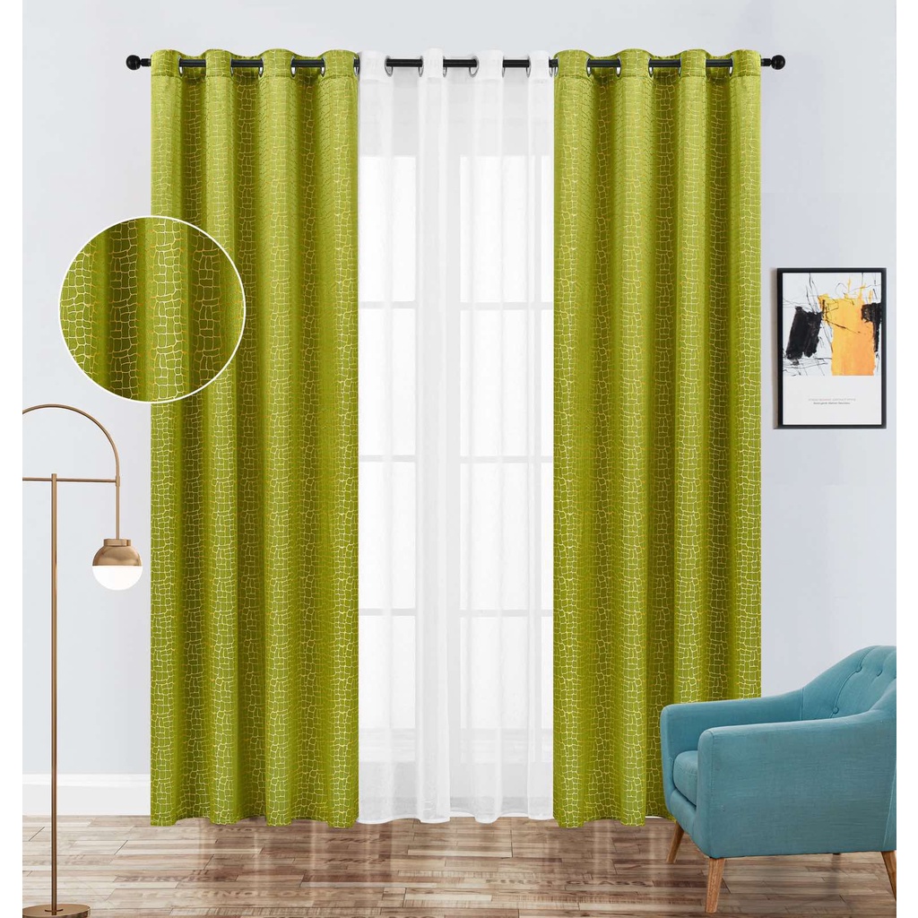 3 IN 1 SET WINDOW BROCADE CURTAIN 