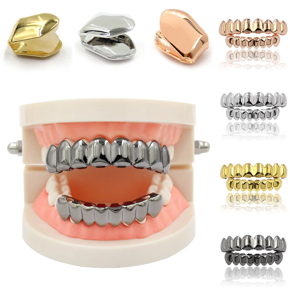 Unisex Gold Silver Teeth Cap Hip Hop Braces Teeth Cap Gold Cosplay