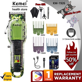 Kemei KM-1926 Grooming Kit Animal Pet Cat Dog Hair Trimmer Clipper Shaver Set Transparent Style LED Professional Hair Cutting Machine USB Rechargeable Clipper Cordless HairTrimmer
