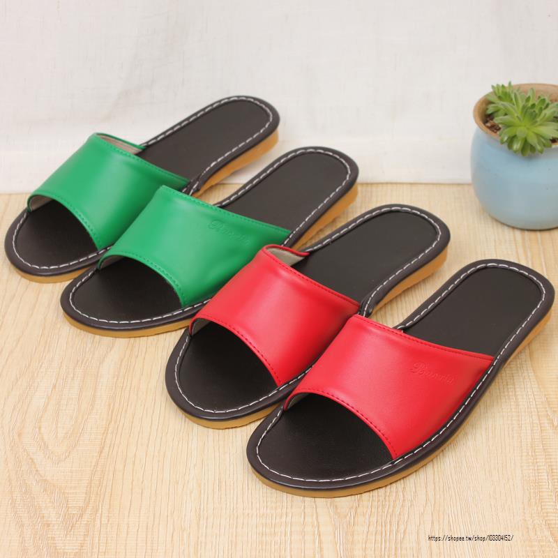 real leather slippers