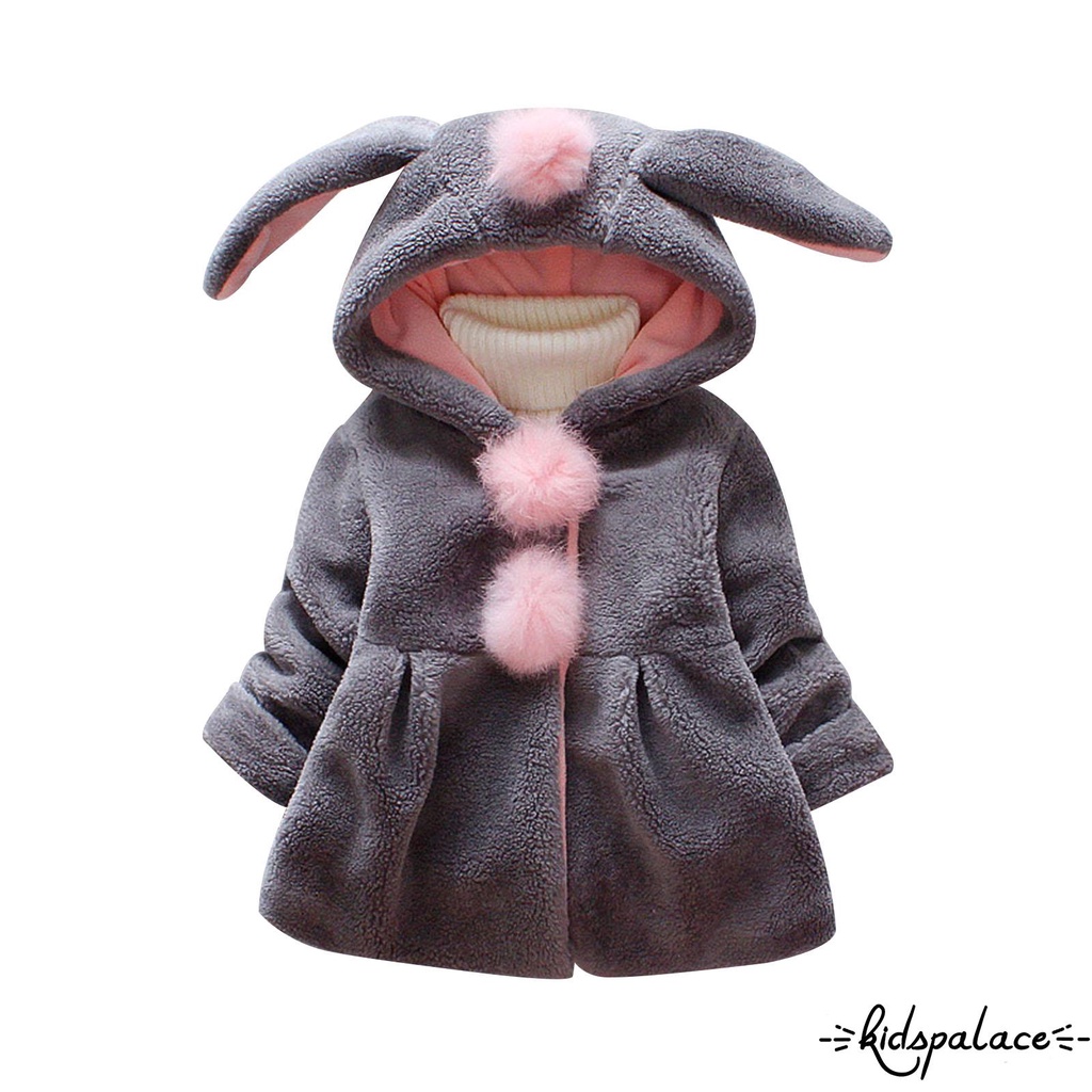 Odziezet Baby Girl Rabbit Ear Jacket Long Sleeve Button Down Ear Coat Toddler Kids Fall Winter Hoodie Outerwear 