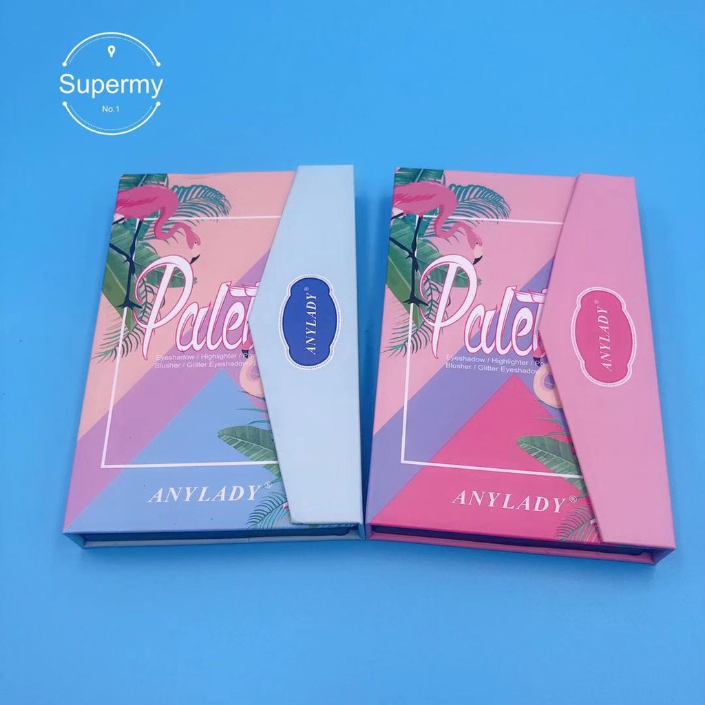 eyeshadow palette with highlighter and blush