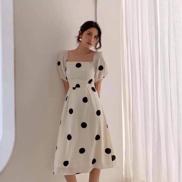 polka dot dress white