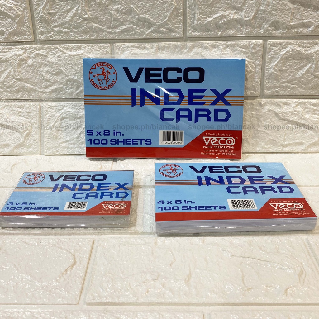 VECO INDEX CARD RULED/LINED 120GSM SOLD PER PACK OF 100 SHEETS (SCHOOL