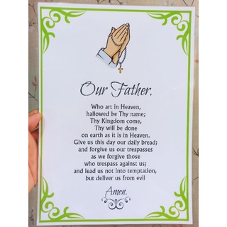 Laminated Our Father, Prayer Charts A4 size
