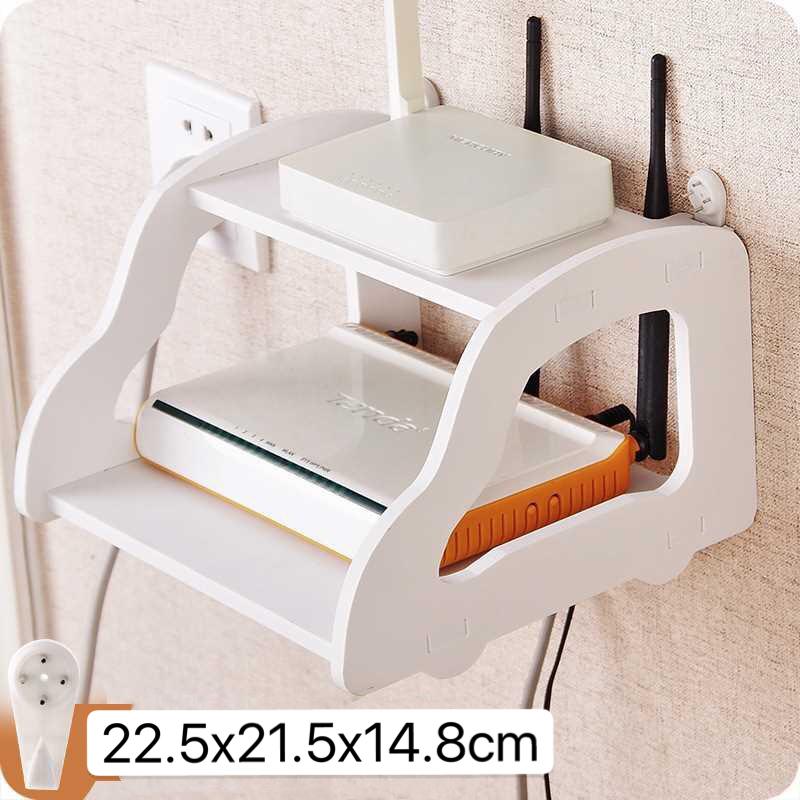 JM Wooden Wall Mounted Wifi Router Shelf SetTop Box Bracket Storage
