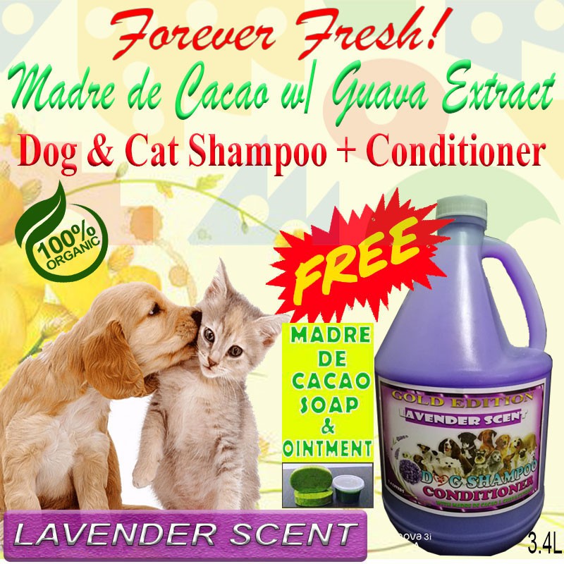 ”Free Soap & Ointment”1gallon Lavender Madre de Cacao w/ guava extract dog & cat shampoo+conditioner