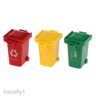 Set of 3 Mini Curbside Trash and Recycle Can Set Pencil Cup Holder (Green,Yellow,Red),  Fun Playing, #3