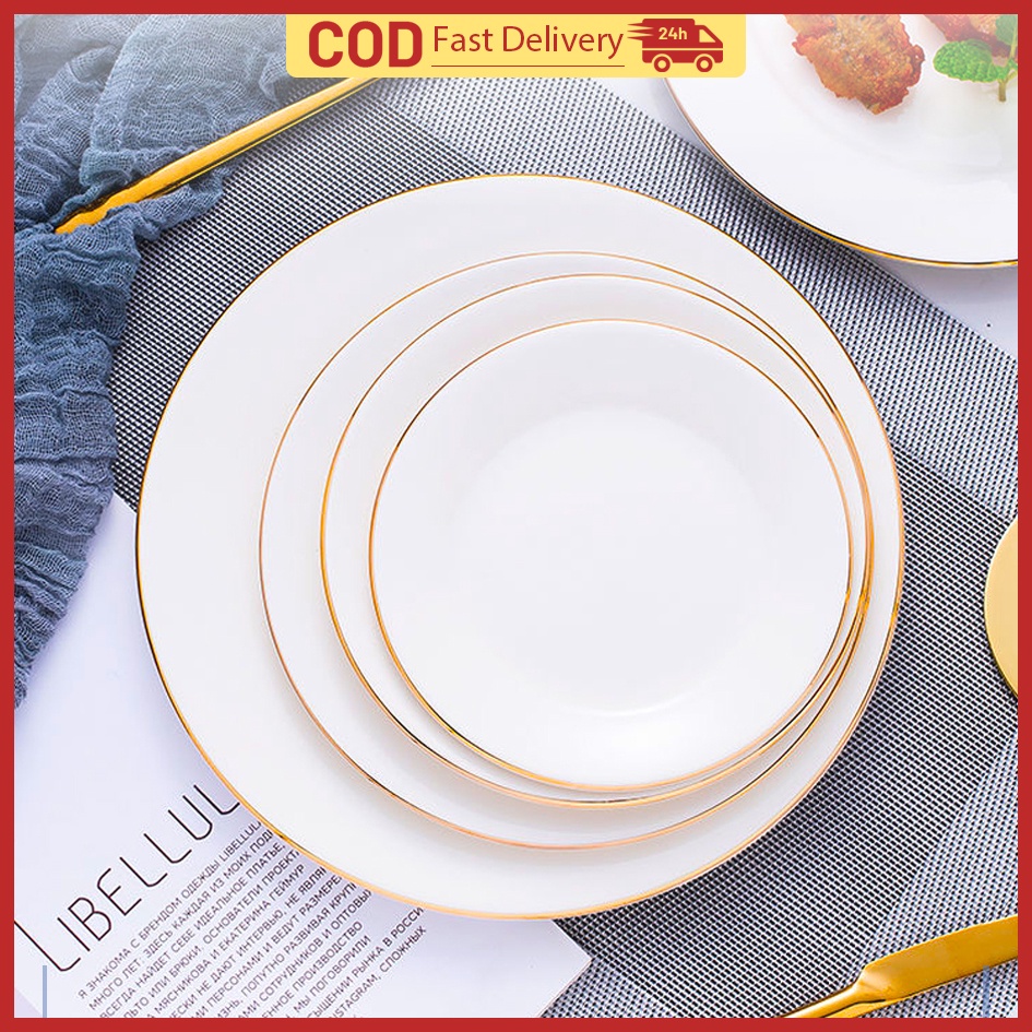 Ceramic Plate Nordic Tableware Plain White Phnom Penh Plate Soup Plate ...