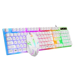 KEYBOARD SYCAT S01 Rainbow Backlight Gaming white Keyboard and Mouse ...