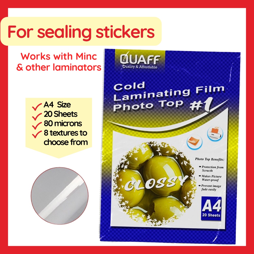 Quaff Cold Laminating Film Photo Top 20 Sheets A4 Size Shopee Philippines