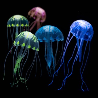 Aquarium Glowing Artificial Jellyfish Silicone Fish Tank Submarines Ornament #9