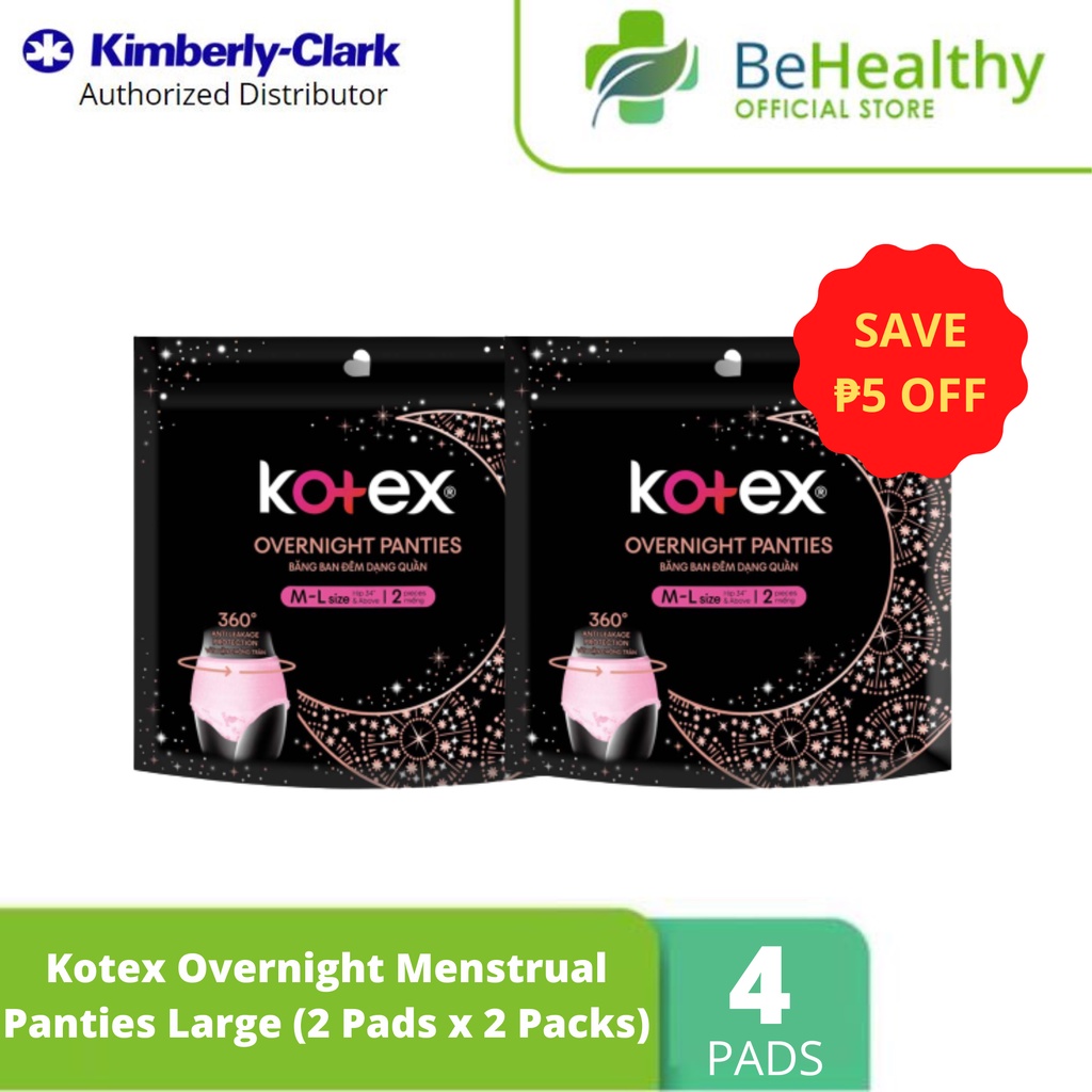 Kotex Overnight Menstrual Panties Large (2 Pads x 2 Packs) Shopee