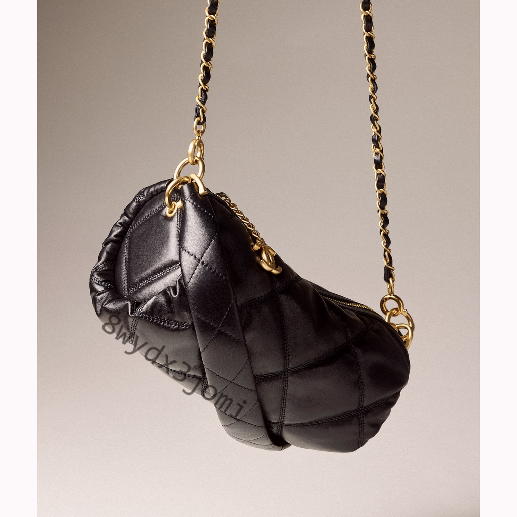 CHANEL SMALL BOWLING BAG Calfskin & GoldTone Metal Black AS3427 B08769