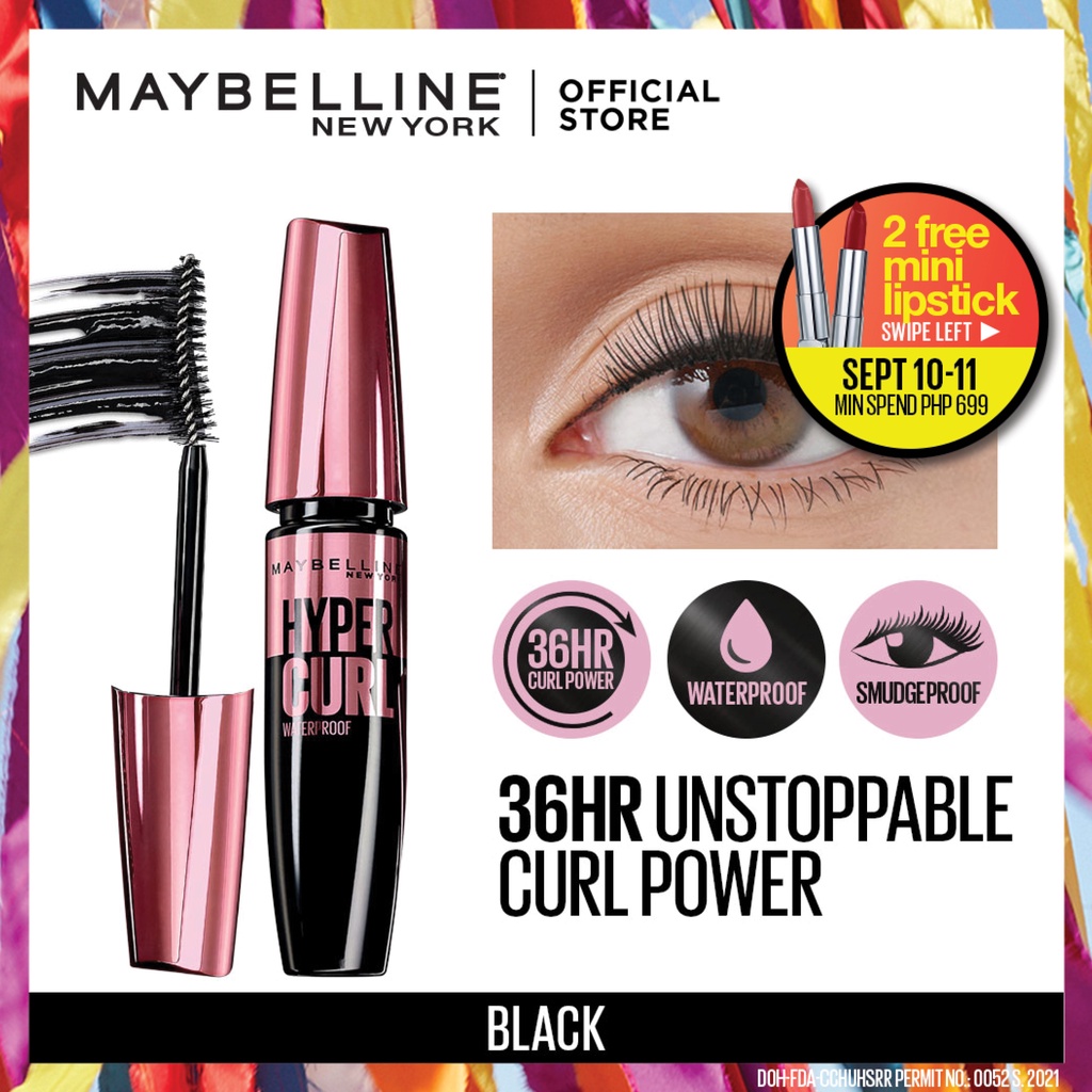 Maybelline Bestselling Hypercurl Waterproof Mascara Volumizing Black