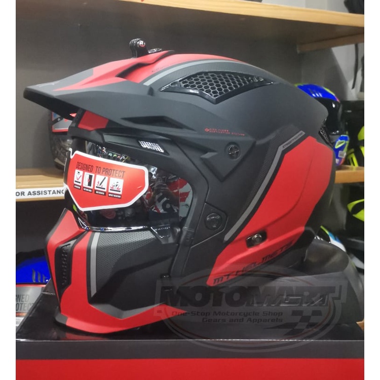 MT HELMET STREET FIGHTER 3611M_SS TWIN C5 (MATTE BLACK/RED) Shopee