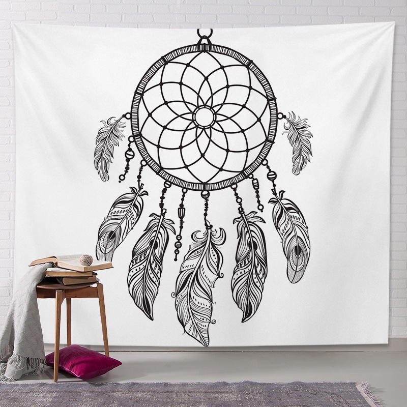 Tapestry Wall Decor Home Living Room Decoration Black White Dream Catcher Aesthetic Bedroom Large Hanging Cloth