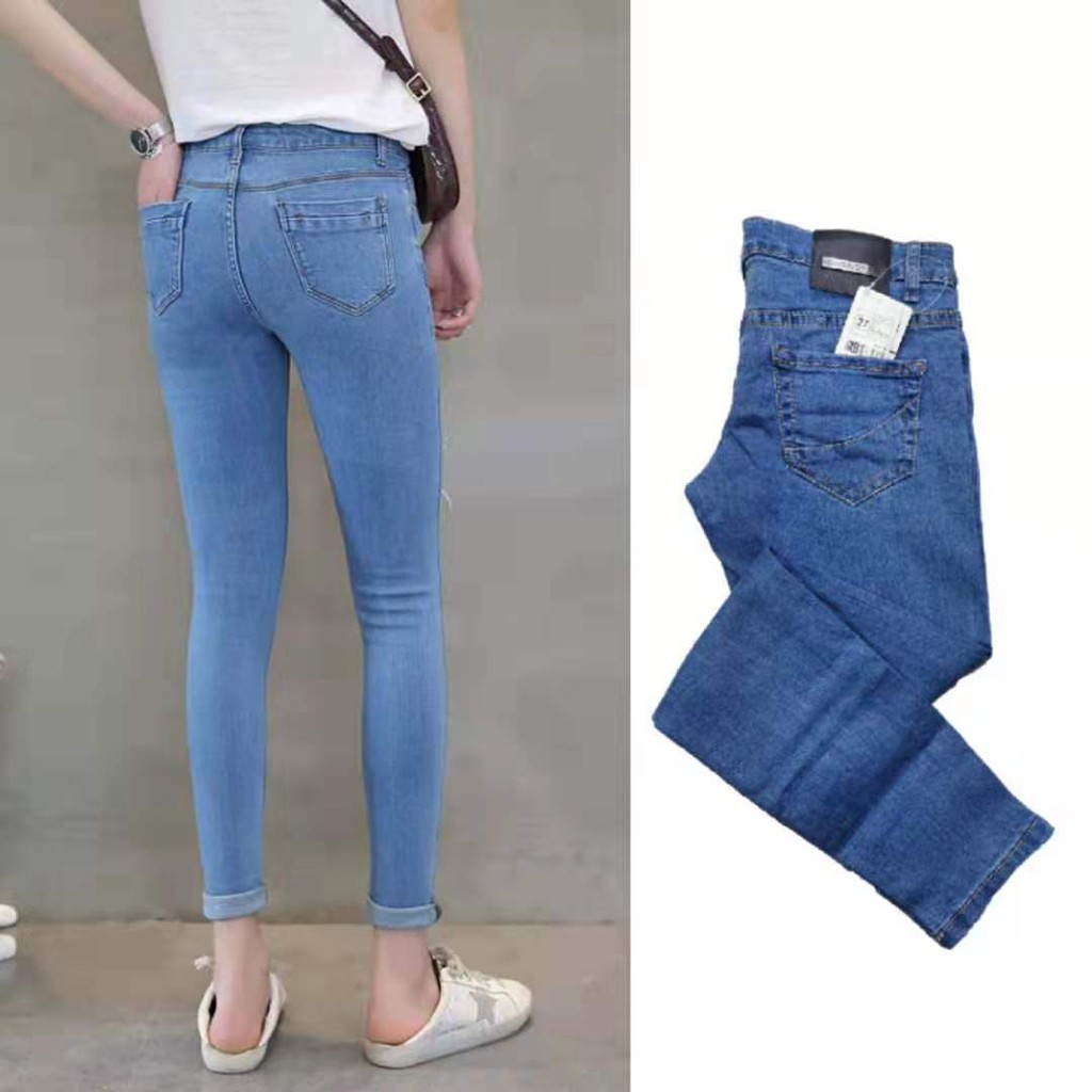 women's blue skinny jeans