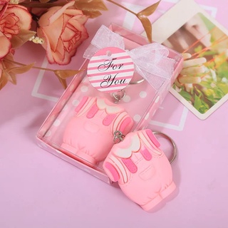 10pcs baby pink blue keychain Baptism boy Baby Shower Souvenirs Christening Baptism boy birthday #2