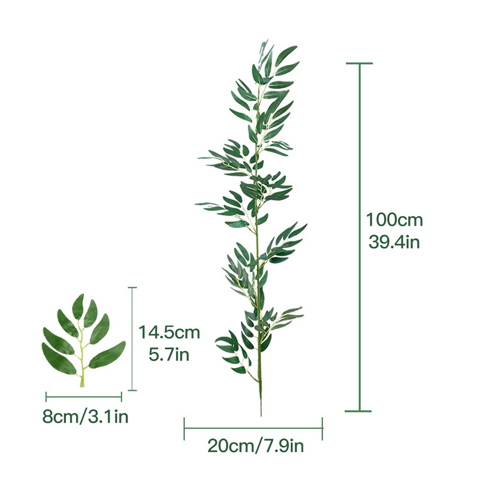 Eucalyptus Branches Flower Plant Bamboo Leaves Cuttings Fake Green Plants Ornament Artificial Flowers Indoor Home Decoration Wedding Party Supplis Room Decorate Silk Cloth Living 100cm Display Potted Simulation Wicker