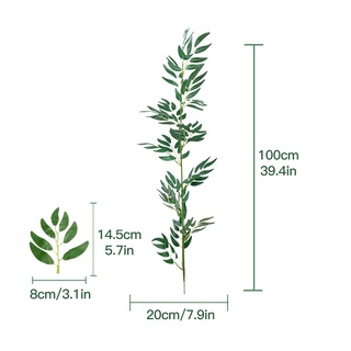 Eucalyptus Branches Flower Plant Bamboo Leaves Cuttings Fake Green Plants Ornament Artificial Flowers Indoor Home Decoration Wedding Party Supplis Room Decorate Silk Cloth Living 100cm Display Potted Simulation Wicker #4