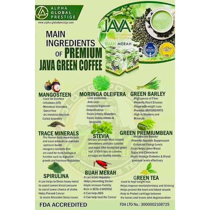 Java Premium Green Coffee With Buah Merah 1 Box 10 Sachets Shopee Philippines