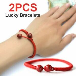 2Pcs Women Men Red Handmade String Beads Lucky Bracelet Bangle Party Jewelry Hot