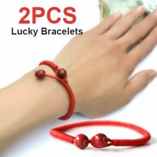 2Pcs Women Men Red Handmade String Beads Lucky Bracelet Bangle Party Jewelry Hot #1