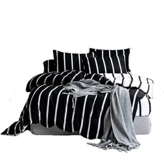 Angbon 3 In 1 Queen Size Black & White Elegant Design Bedsheet Set 60”*75”*7.8” #5