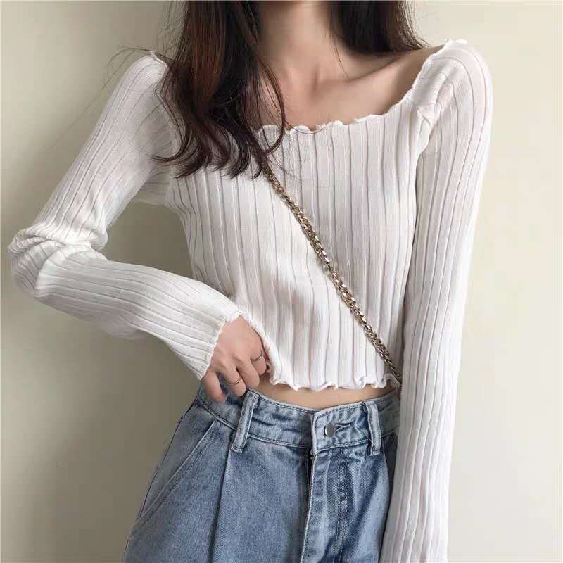 Ready Stock Linki korean plain long sleeve t-shirt sexy crop top ...