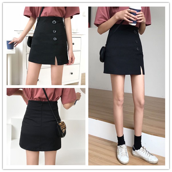 black short a line skirt