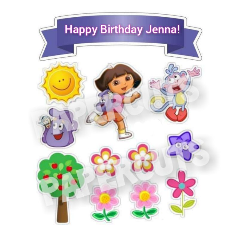 Dora Theme Printed Cake Cupcake Topper Set Personalized Printed Dora Cake Topper Shopee Philippines