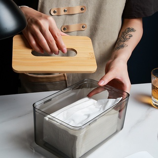 Chit tissue holder box with cover Nordic Wood minimalist tissue box kitchen household tissue holder #5